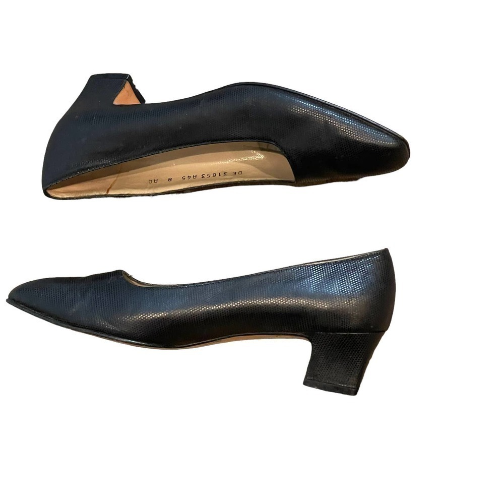 Ferragamo Slip On Square Toe Leather Pumps Black Women's Size 8 Narrow